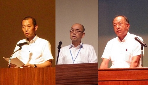 改正基本法等について説明する愛知県拠点職員（左から令和6年9月6日、10日、12日撮影）