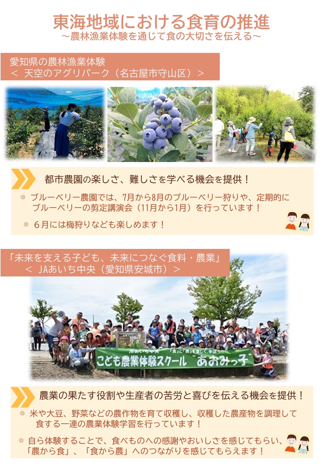 農林漁業体験を通じて食の大切さを伝える（愛知）