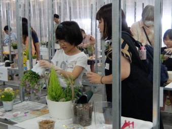 季節の花を使って寄せ植えづくり