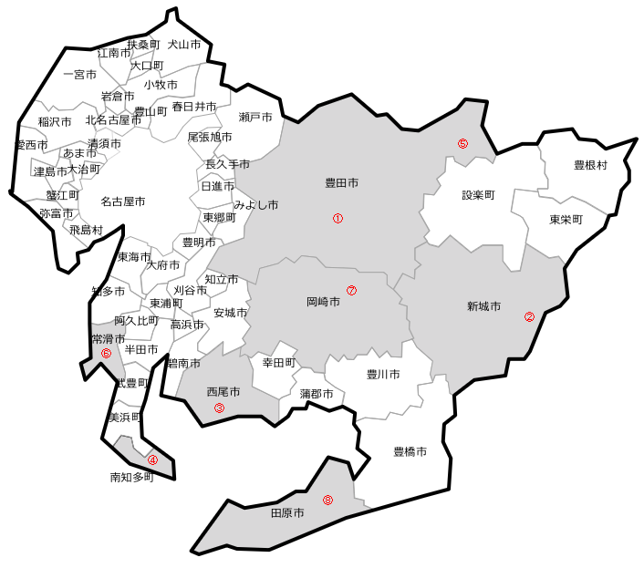 愛知県の地図