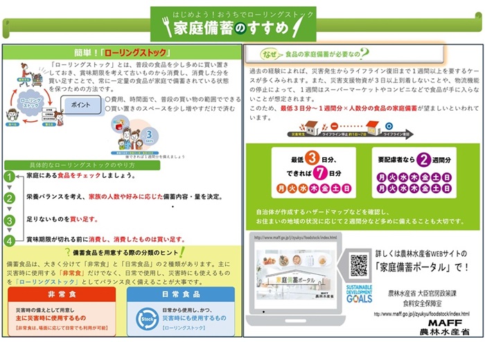 家庭備蓄のすすめのポスター