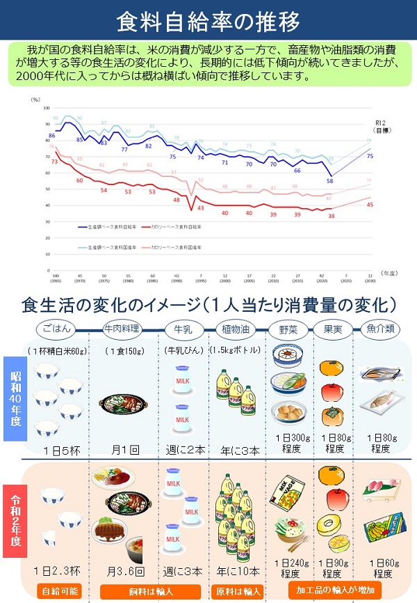 食料自給率の推移