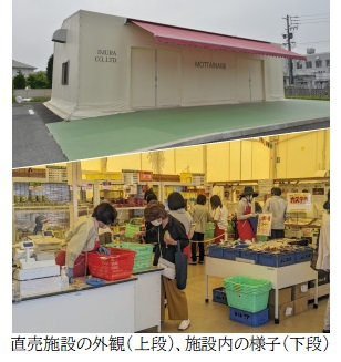 直売施設の外観と施設内の様子